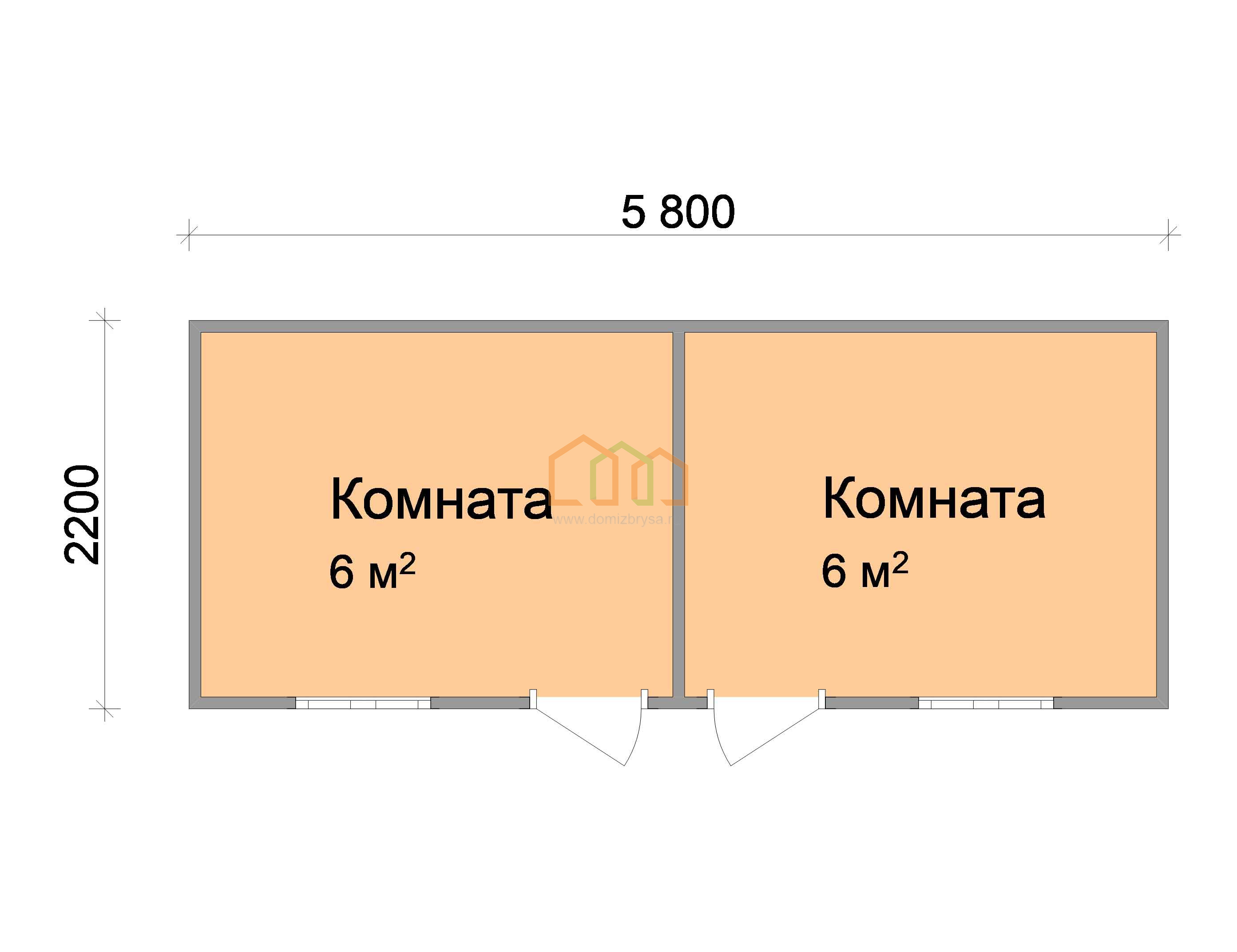 Дачная бытовка 2-х комнатная Лилия 5.8x2.2 Площадь: 12.76 м² в готовом виде  под ключ в Гатчине и области